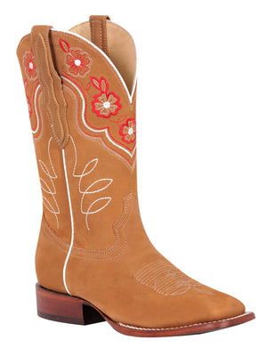 Emma Floral Square Toe Boot, [Mexico Artesanal