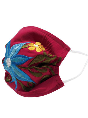 "Cubrebocas Para Adulto Con Flores Mexicanas Bordadas" - "Embroidered Adult Floral Mexican Face Mask", [Mexico Artesanal