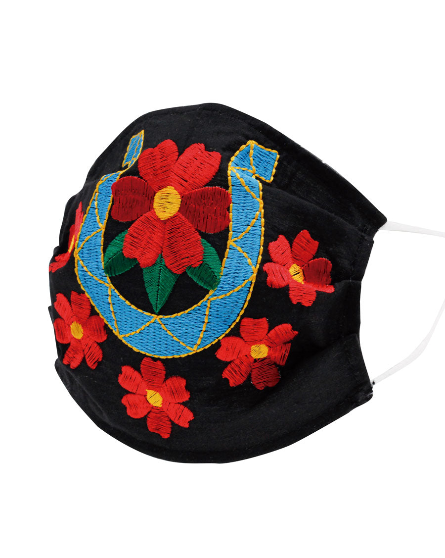 "Cubrebocas Floral con Herradura " - "Floral Horseshoe Face Mask", [Mexico Artesanal