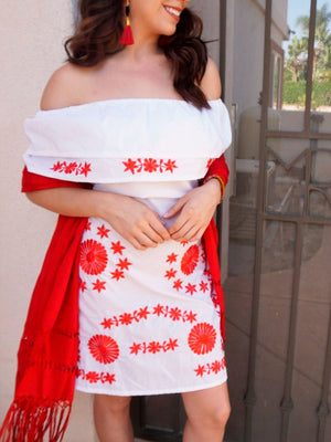 Vestido artesanal bordado c/ Olan, [Mexico Artesanal
