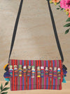 Bolsa Artesanal De Sarape Con Munequitas - Serape Artisanal Crossbody Bag With Dolls
