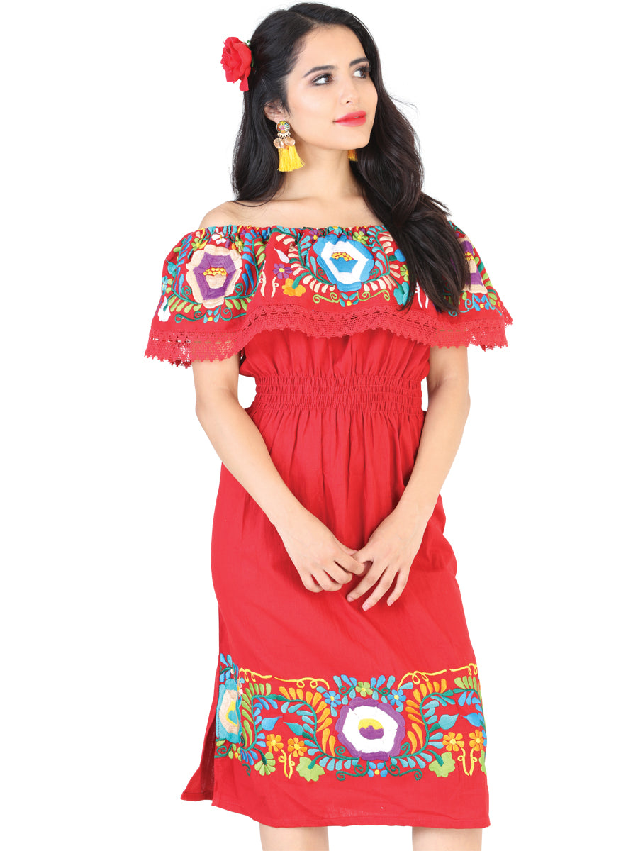 Vestido Artesanal Mujer c/Olan, [Mexico Artesanal