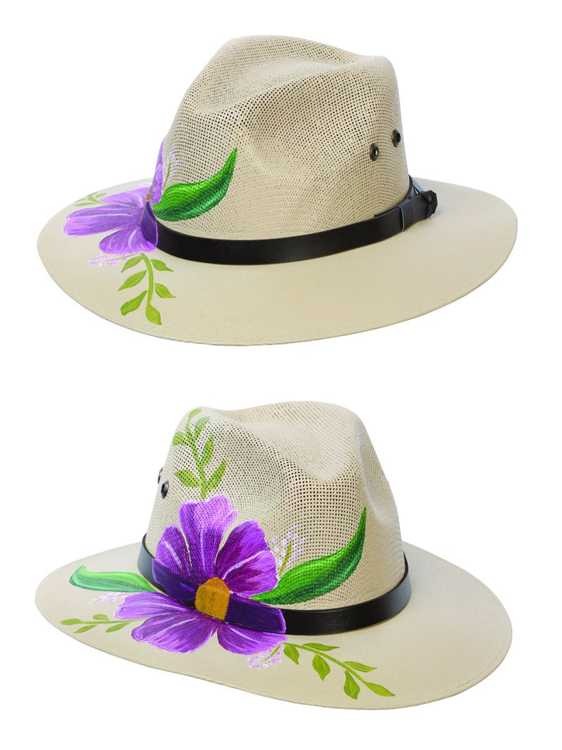 Sombrero Pintado a Mano Flor, [Mexico Artesanal
