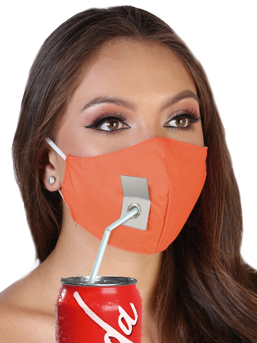 Cubrebocas Neon Con Seccion Para Popote - Neon Face Mask With Aperture For Straw - Mexico Artesanal