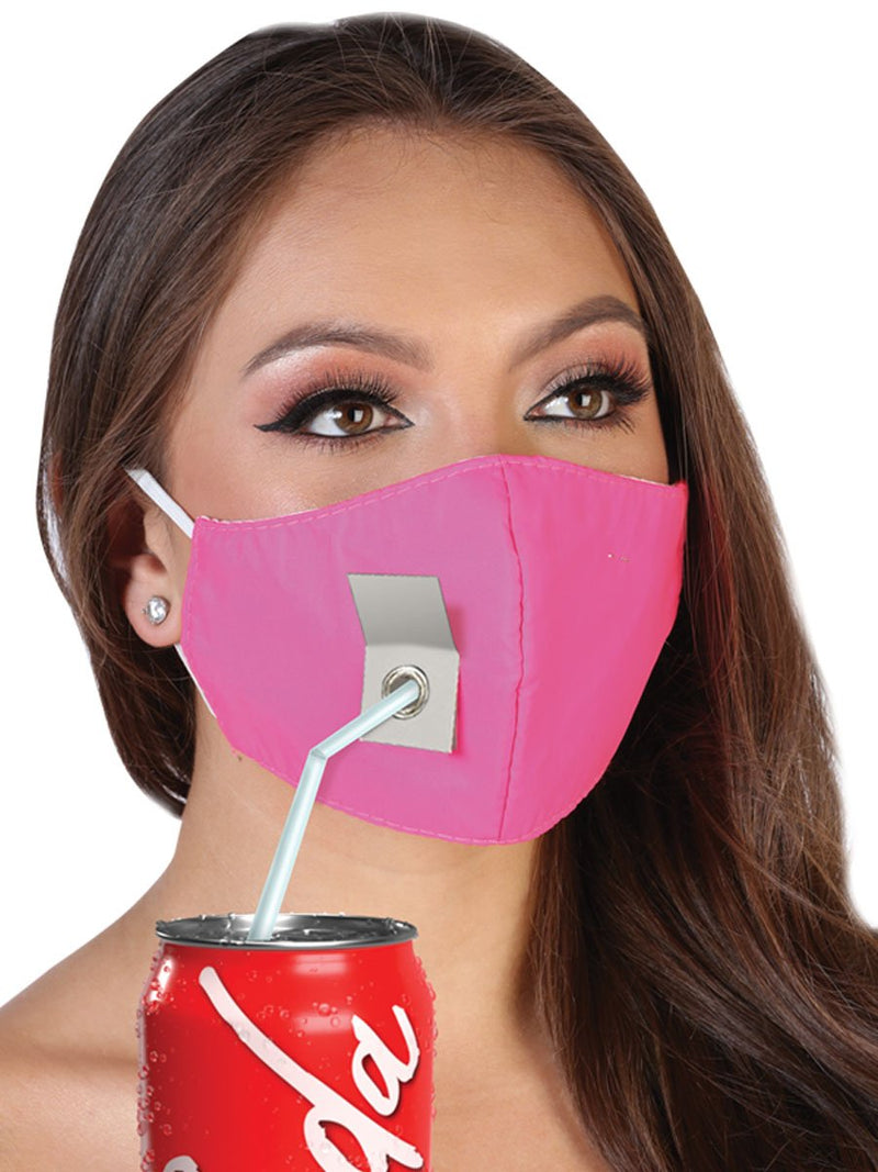 Cubrebocas Neon Con Seccion Para Popote - Neon Face Mask With Aperture For Straw - Mexico Artesanal