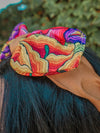 Oaxaca Cubrebocas Y Diadema Tipica Mexicana Floral - Floral Printed Oaxaca Face Mask & Matching Top Knot Headband