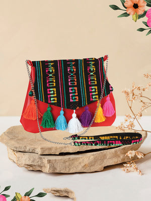 Bolsa Artesanal De Cambayo Cempasuchil - Artisanal Embroidered Crossbody Cempasuchil Bag