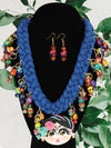 Set De Collar Y Aretes Artesanales Pasta Frida 100% Palma Multicolor - Artesanal Palm Leaves Necklace & Earings Set