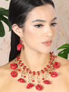 Set De Collar Y Aretes Artesanales Florecilla  - Artesanal Palm Leaves Necklace & Earings Set