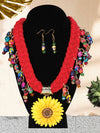 Set De Collar Y Aretes Artesanales De Palma Girasol - Artesanal Palm Leaves Necklace & Earings Set