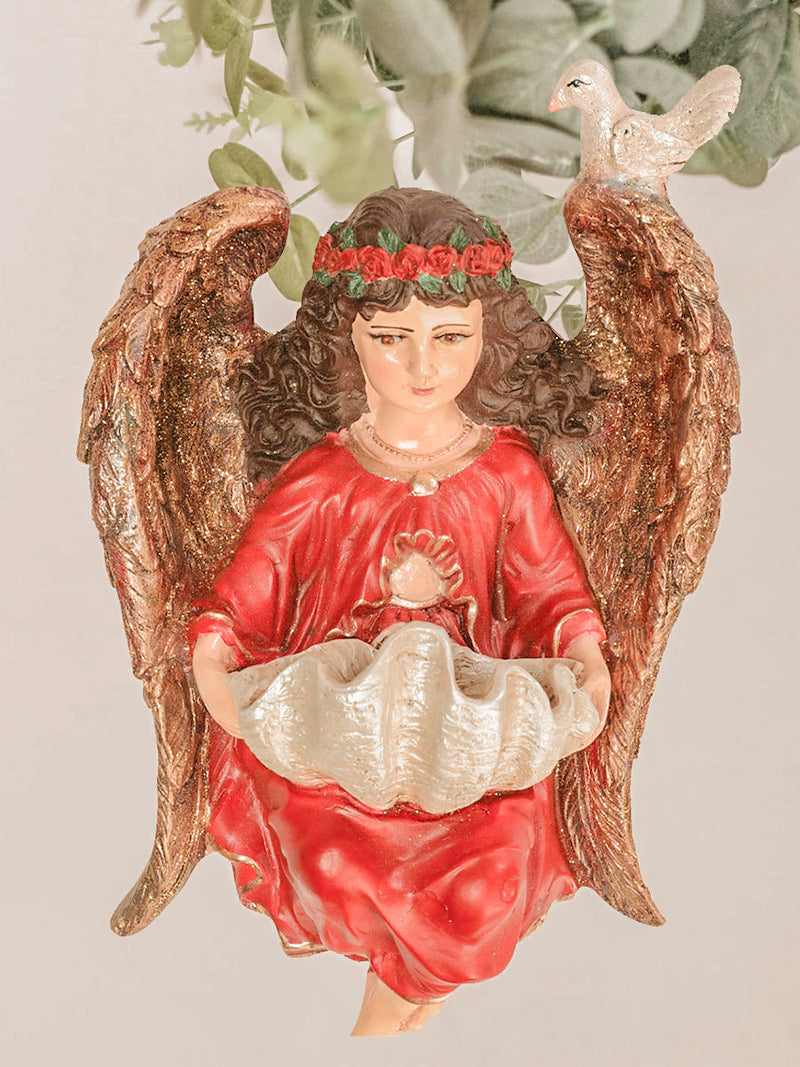 Angel de Concha RESINA ROJO / 30 cm