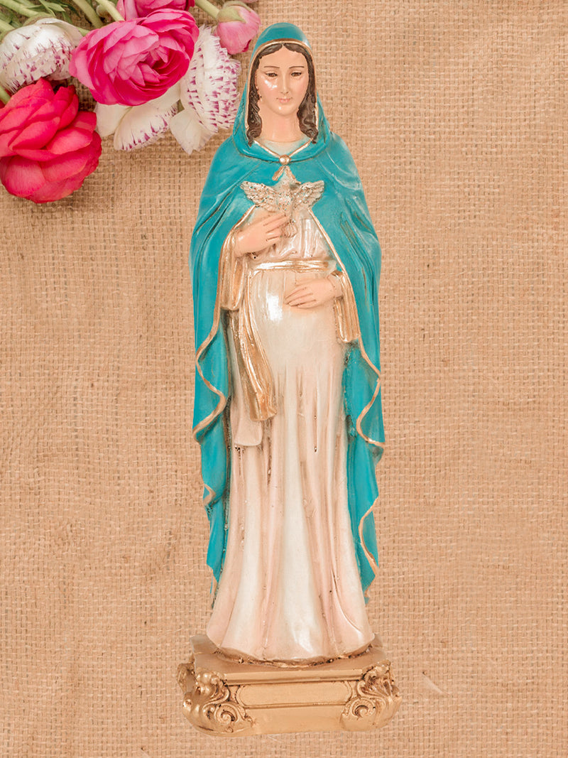 Virgen Dulce Espera RESINA AZUL / 30 cm