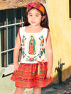 Conjunto de niña con estanpado Guadalupe, Our Lady of Guadalupe Blouse, [Mexico Artesanal