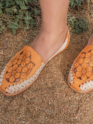 Florita Huarache Artesanal De Piel - Artisanal Leather Sandals