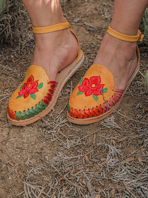 Alice Huarache Artesanal Bordado De Piel - Artisanal Embroidered Leather Sandals