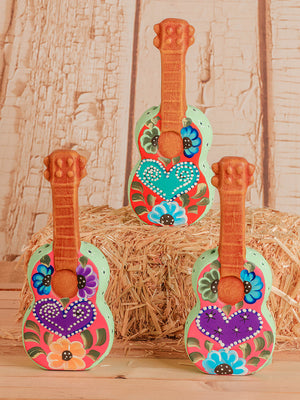 Ceramic Heart Guitar Piggy Banks