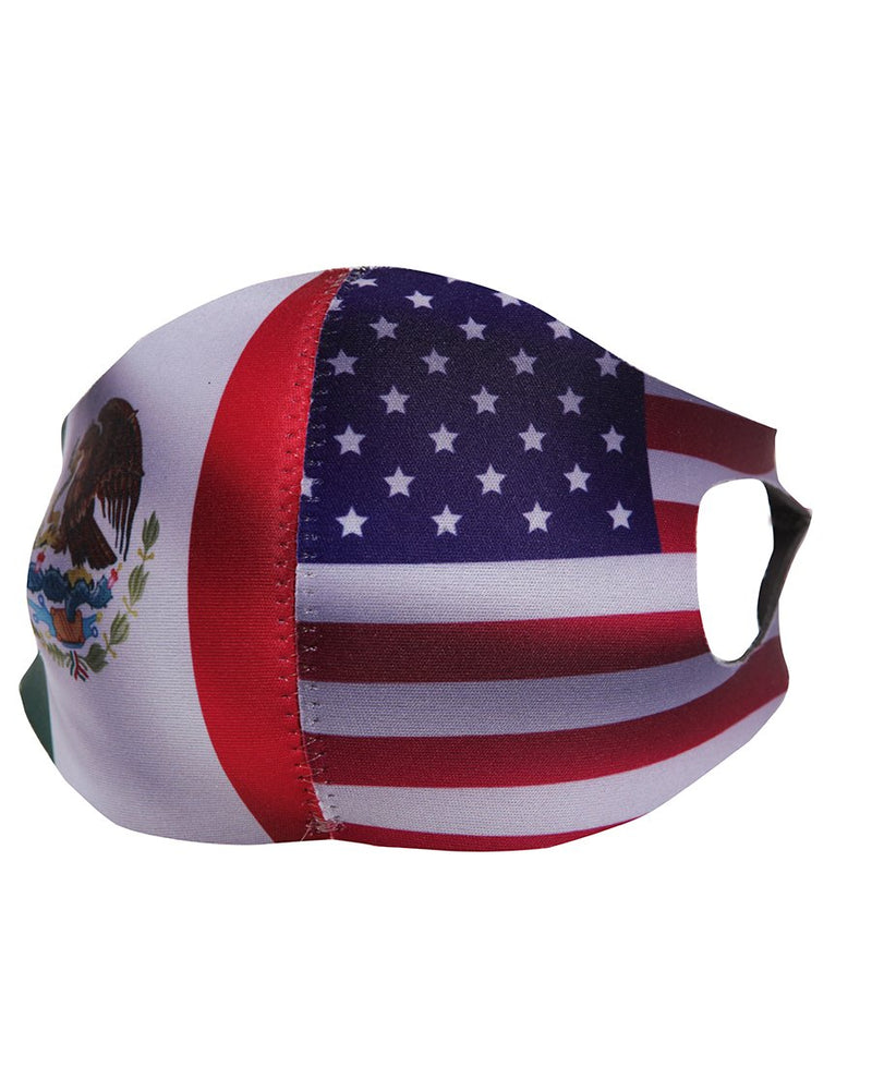 "Cubrebocas Impreso con Banderas de Mexico y Estados Unidos" - "Mexican American Flag Face Mask", [Mexico Artesanal