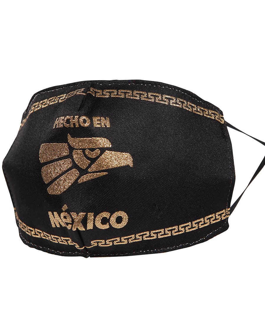 "Cubrebocas Hecho en México en Material Oro" - "Made in Mexico Face Mask with Gold", [Mexico Artesanal