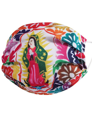 "Cubrebocas Floral con Virgen Maria" - "Floral Face Mask with Virgin Mary", [Mexico Artesanal