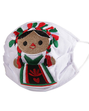 "Cubrebocas Muñeca Tradicional Mexicana" - "Traditional Mexican Doll Mouth Face Mask", [Mexico Artesanal