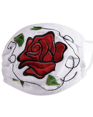"Cubrebocas con Rosa Bordada" - "Embroidered Rose Face Mask", [Mexico Artesanal