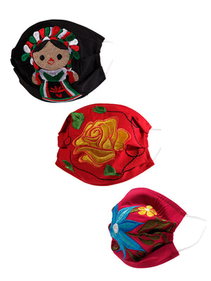 Paquete de 3 Cubrebocas Bordados - Embroidered 3 Pack Face Mask - #7