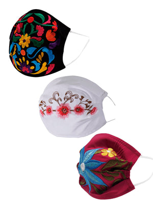 Paquete de 3 Cubrebocas Bordados - Embroidered 3 Pack Face Mask - #9