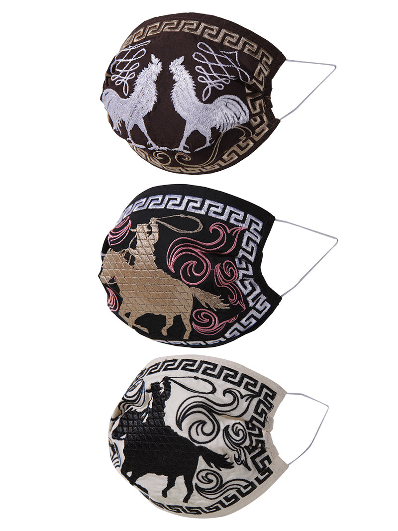 Paquete de 3 Cubrebocas Bordados - Embroidered 3 Pack Face Mask - #19