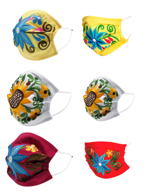 Paquete de 6 Cubrebocas Bordados Para Mi Y Mama - Embroidered 6 Pack Mommy & Me Face Mask - #43